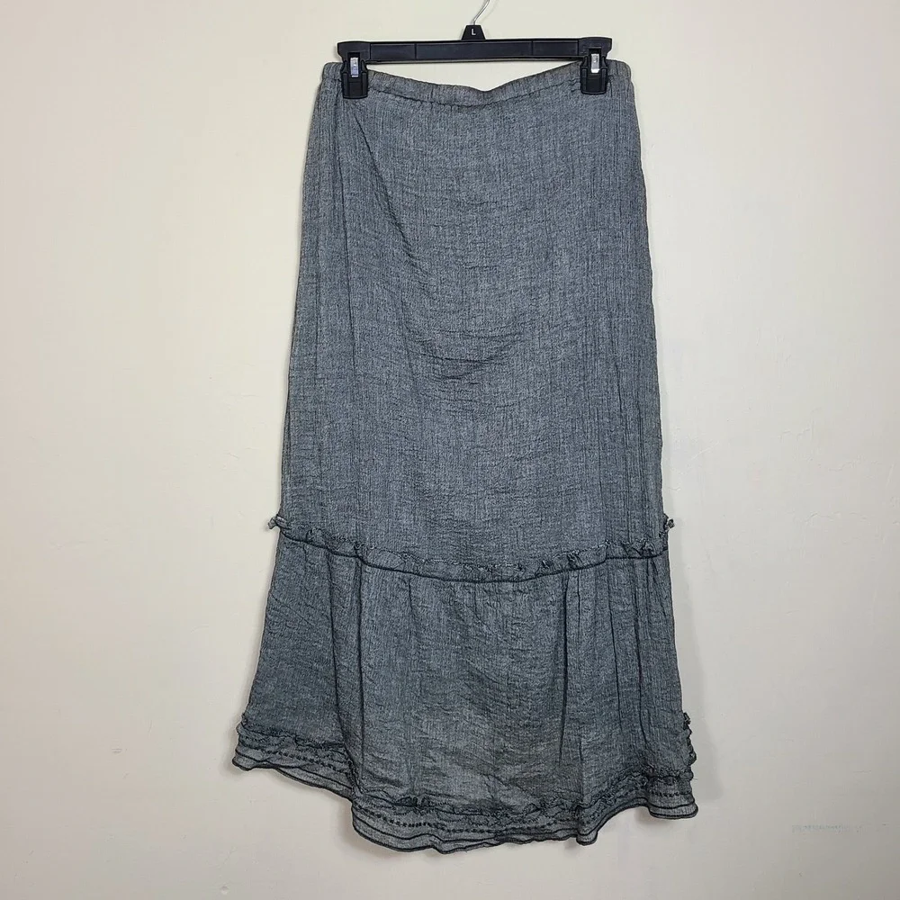 Sophie Max Gray Ruffle Midi Skirt S Dark Fairy Grunge Gypsy Festival Peasant NWT - Picture 8 of 8